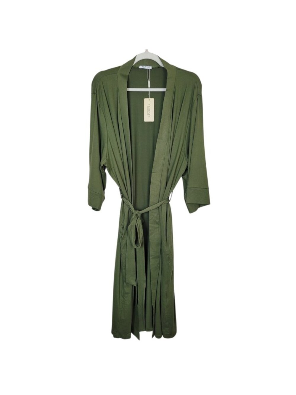 Ekouaer Ultra Soft Midi Robe Olive Green Size 2XL Sleepwear Loungewear